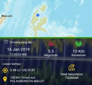Gempa Magnitudo 5.3 Guncang Morotai