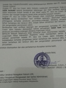 Hasil Verifikasi Gakum PT. Aice Terbukti Langgar Aturan