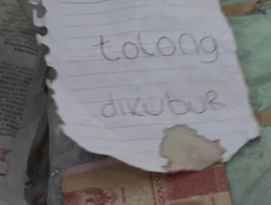 Dalam Bungkus Jasad Bayi Ada Surat wasiat dan Uang Rp 100 ribu