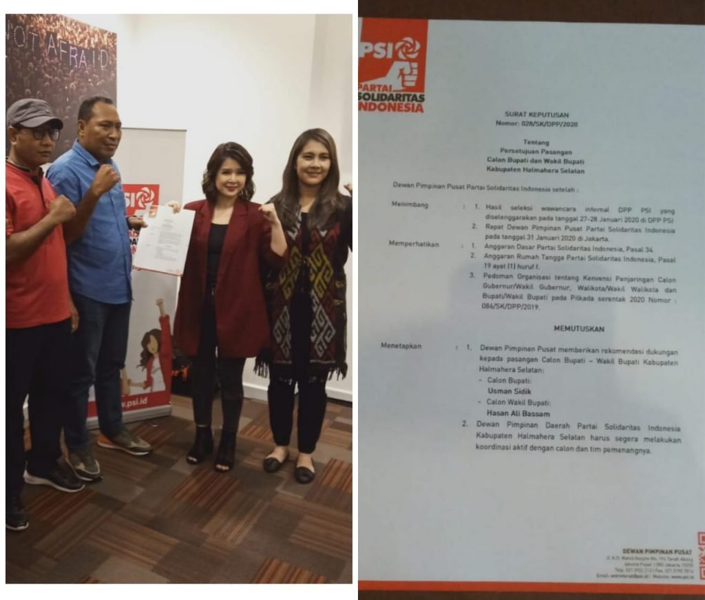 PSI Resmi Usung Usman-Bassam Pada Pilbup Halmahera Selatan