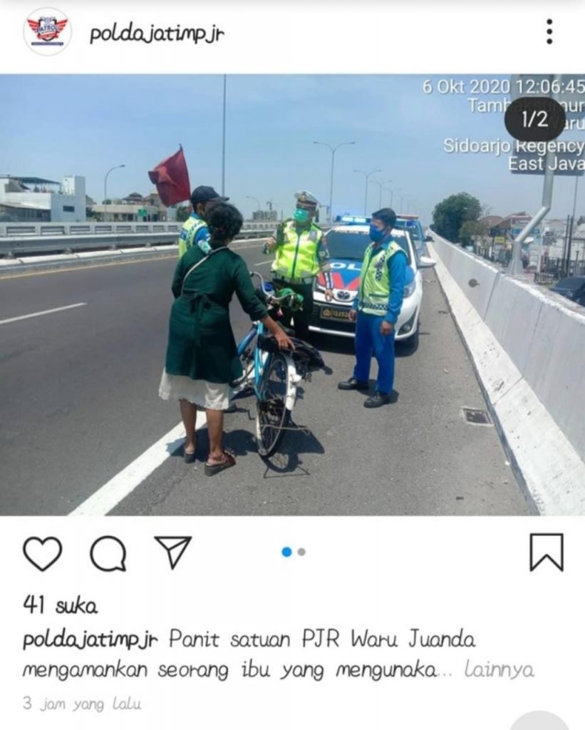 Viral Emak Emak Bersepeda di Tol Berbek Sidoarjo Diamankan 