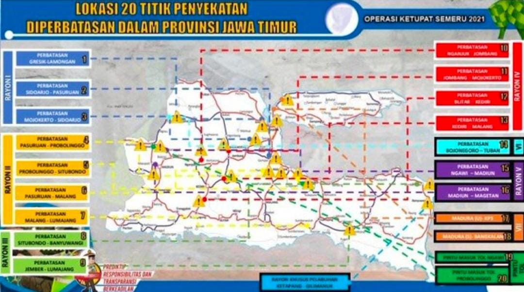 Ini 20 Titik Penyekatan Wilayah di Jatim Saat Hari Raya Idul Fitri