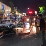 Mobil Peugeot Ludes Terbakar Saat Melintas di Nganjuk