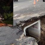 Jalan Ambrol di Kediri Bikin Dump Truk Terperosok