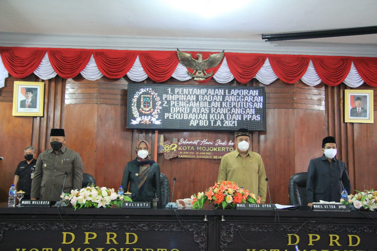 DPRD Kota Mojokerto Gelar Paripurna Rencana Perubahan KUA-PPAS 2021 Guna Menampung Seluruh Perubahan Asumsi Karena Adanya Pandemi Covid-19