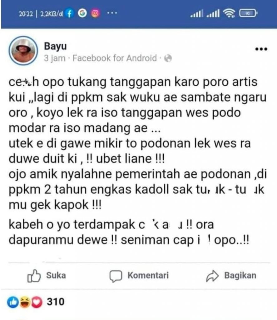 Diduga Cemooh Para Seniman  Kades Di Trenggalek Dilaporkan Polisi