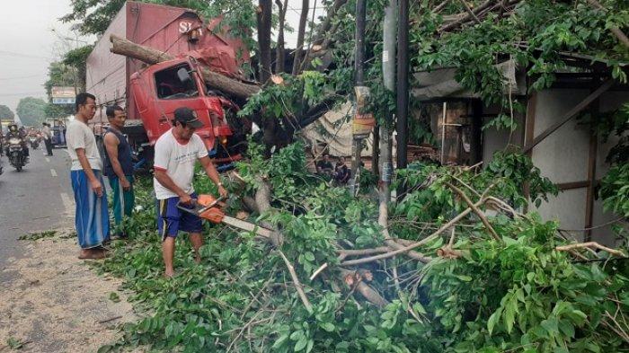 Truk Tabrak Pohon di Mojokerto