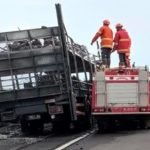 Motor terbakar, tol nganjuk