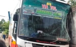 Sopir Kena Serangan Jantung Bus Harapan Jaya Tabrak Tembok