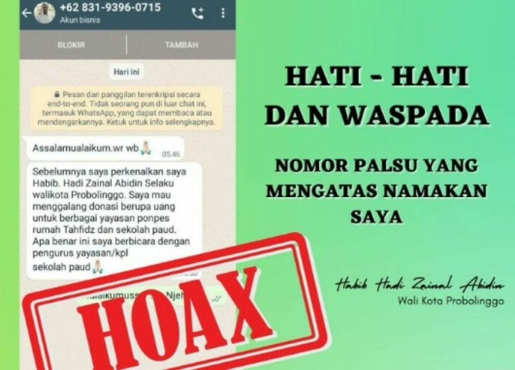 Waspada, Hoax Galang Donasi Mengatasnamakan Wali Kota Probolinggo