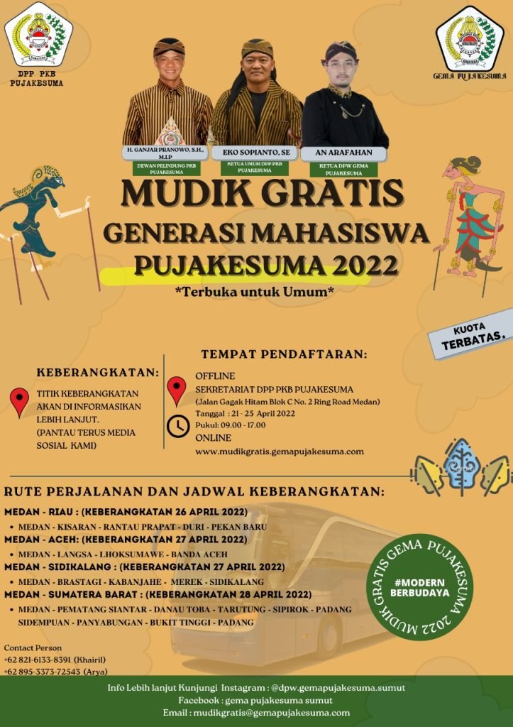 DPW Gema Pujakesuma Sumatera Utara Gelar Mudik Gratis Lebaran 2022