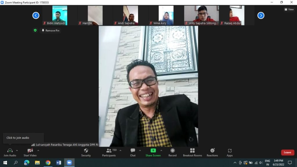 Webinar Nasional Dema FDK UNISU, Tenaga Ahli Anggota DPR-RI Jadi Narasumber