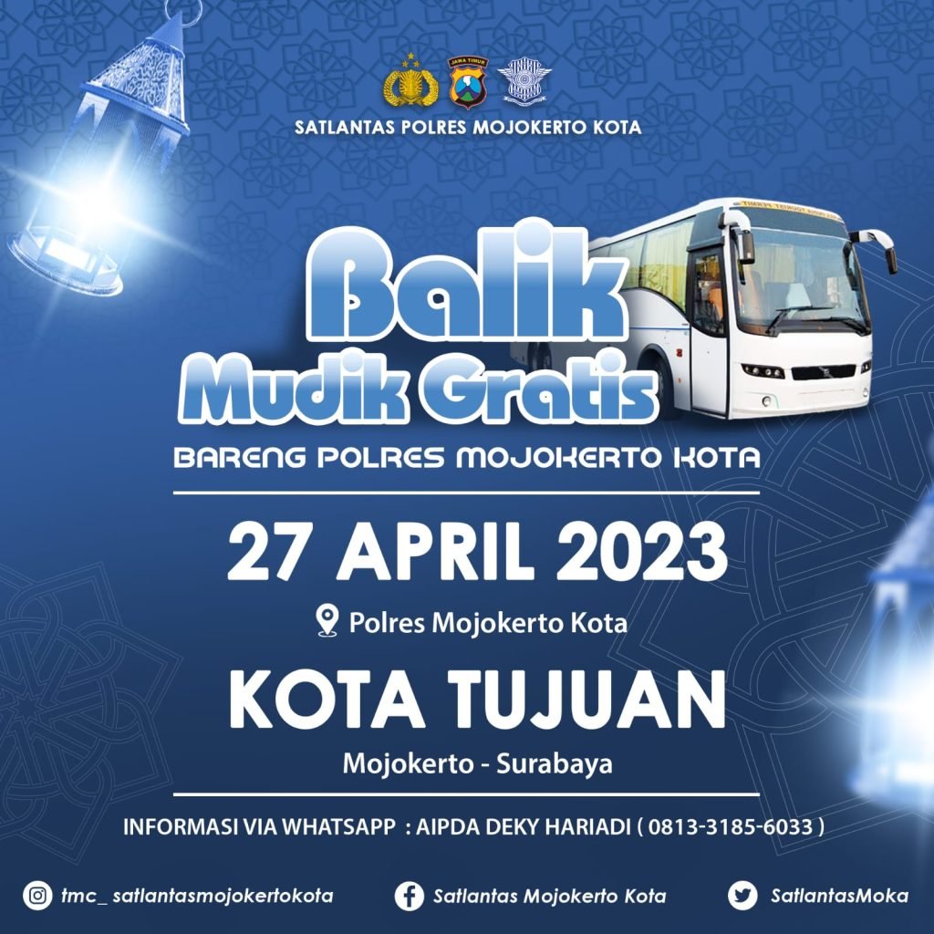 Balik Mudik Gratis Bareng Polresta Mojokerto