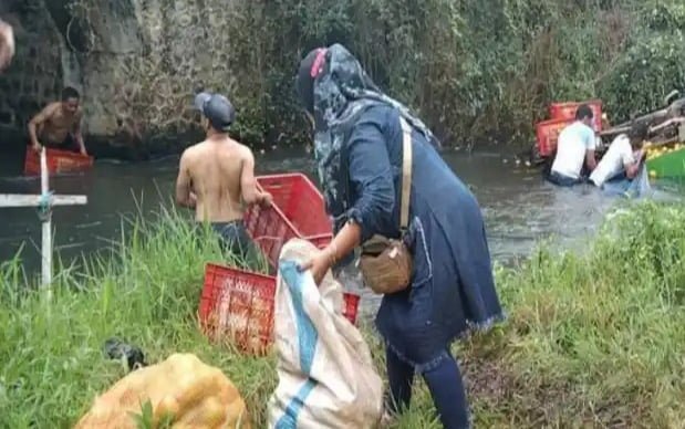 Pikap muat buah, Terjun ke jurang