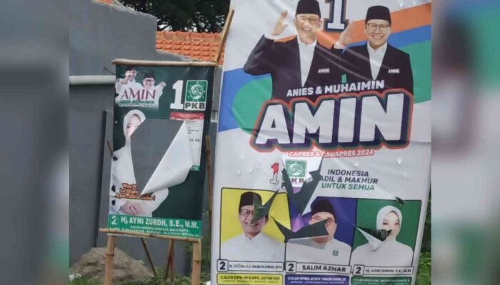 Baliho Kampanye Dirusak OTK, PKB Mojokerto Buru Pelaku 