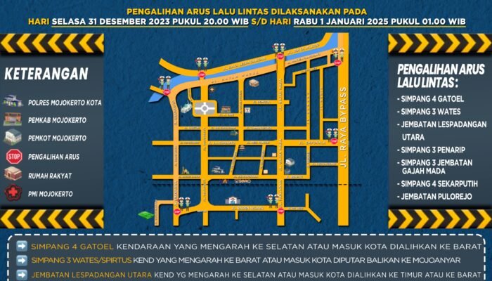 Sejumlah Jalan di Kota Mojokerto Akan Ditutup Selama Malam Tahun Baru, Simak Lokasinya!