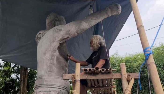 Progres Pengerjaan Patung Gajah Mada di Kota Mojokerto Capai 80 Persen