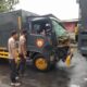 truk polisi tabrakan, kecelakaan beruntun surabaya, kecelakaan polisi gunungsari, laka lantas truk polda jatim, iring-iringan polisi gelora bung tomo