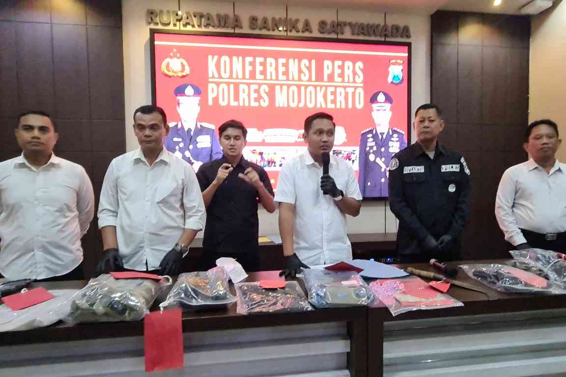 Konferensi pers Satreskrim Polres Mojokerto