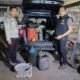 Polisi menunjukkan barang bukti jerigen dan kendaraan yang digunakan dalam kasus penimbunan BBM di Jember