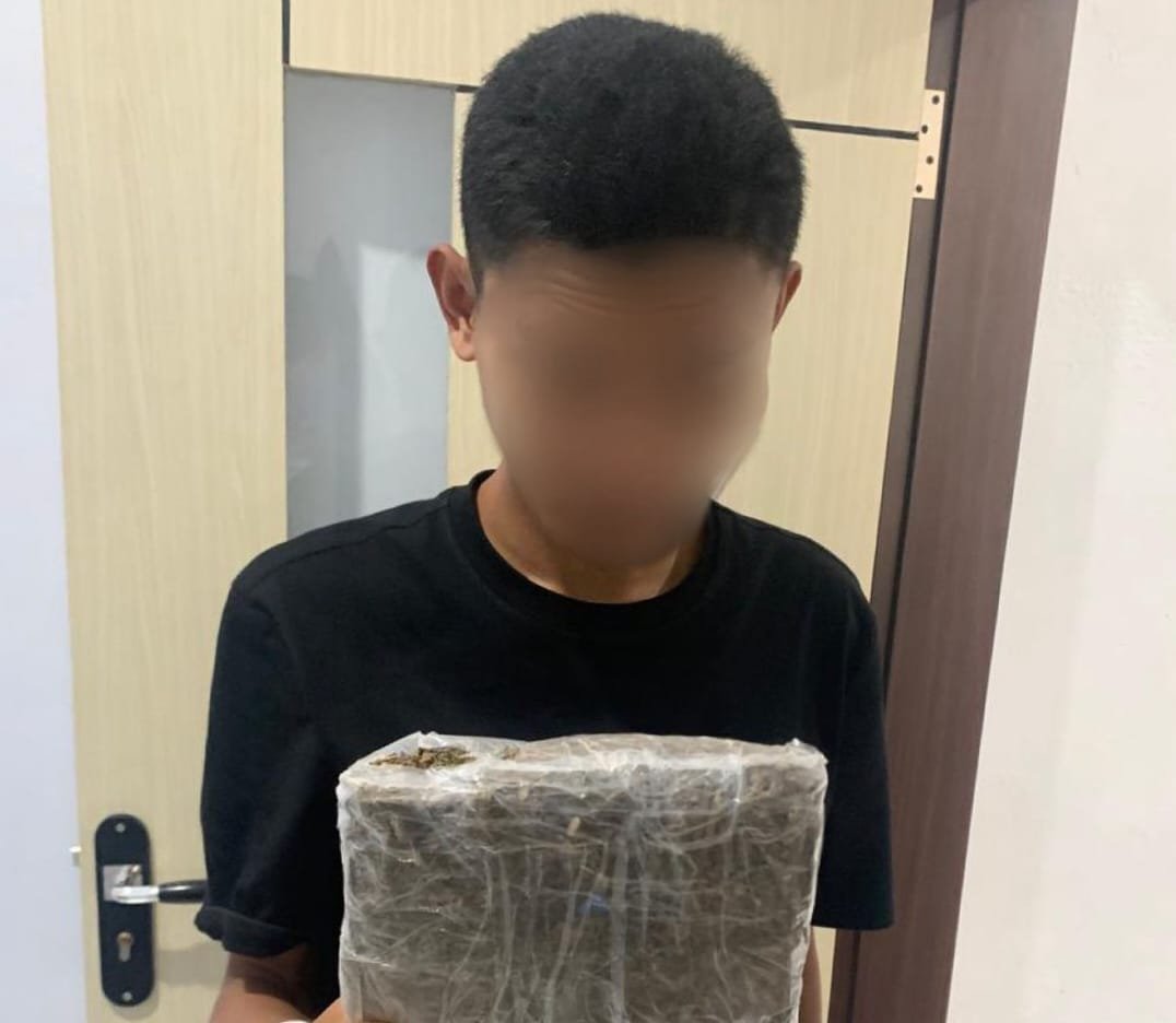 Pelaku pengedar Ganja bersama barang bukti