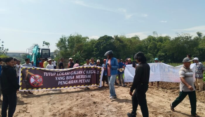 Ancam Irigasi Sawah, Warga dan PMII Tolak Galian C di Mojosari