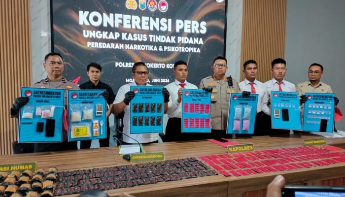 Polres Mojokerto Kota Gagalkan Peredaran Narkotika Senilai Rp4,7 Miliar, Ribuan Ekstasi hingga Vape Etomidate Disita