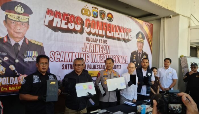 Polrestabes Surabaya Tetapkan 45 Tersangka Sindikat Siber Internasional, Korban Warga Jepang dan China