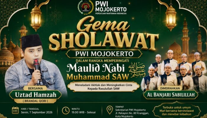 PWI Mojokerto Raya Gelar Gema Sholawat Peringati Maulid Nabi Muhammad SAW 1448 H